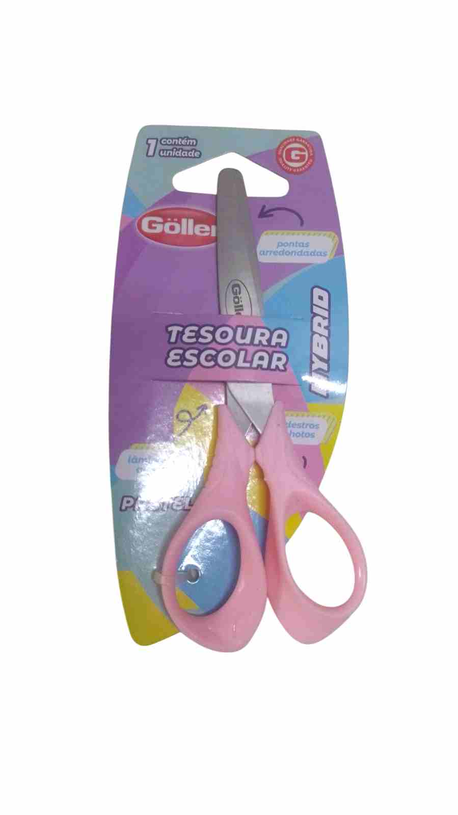 TESOURA ESCOLAR GOLLER PASTEL